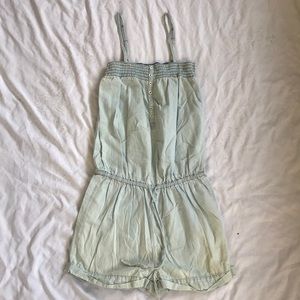Denim romper.